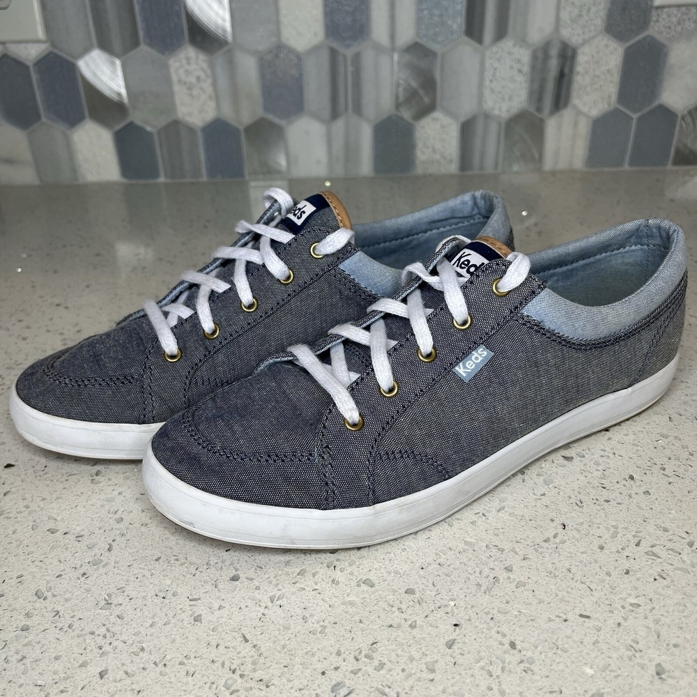Keds Women's 8.5 Denim Memory Foam Sneakers Light Blue Jean Lightweight Comfort